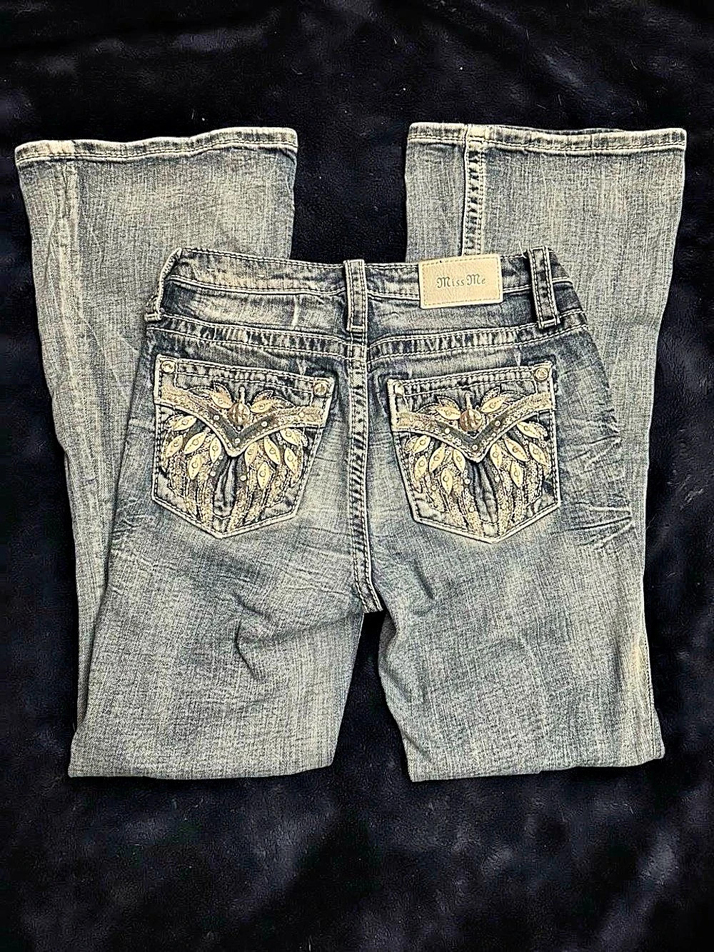 Miss Me Angel Wing Embellished High-Rise Bootcut Jeans Flare Jeans Size: 25